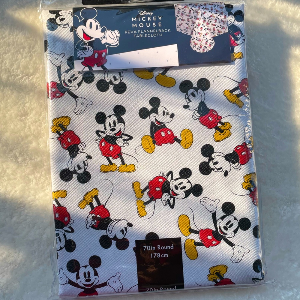 SOLD!! - DISNEY MICKEY MOUSE PEVA FLANNEL-BACK 70in ROUND TABLECLOTH